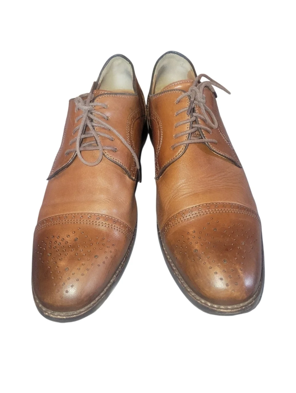 Johnston & Murphy Alredge Men's Brown Leather Cap-Toe Oxford Dress Shoes Sz 10M